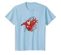 Avengers Iron Man Splash T-Shirt, Enfant, Bleu Céleste, 4 Ans
