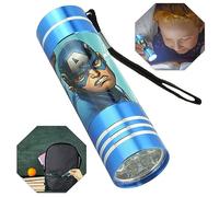 Avengers Lampe de poche pour enfants de 8,7 cm, super lumineuse à 9 LED, pour voyage, camping, randonnée, Noël, cadeau d'été pour garçons de 3 ans et plus (bleu)