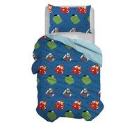 Avengers Parure de lit Simple en Coton, Bleu, Sac 155 x 200, taie d'oreiller 50 x 80, Marvel, 100% Coton, Produit Officiel