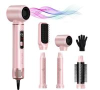 AVENHO Brosse Soufflante 5 en 1 LCD, Lisseur Boucleur Multifonction, Séchage, Lissage, Volume et Coiffage, Léger et Compact pour Voyage - Pink