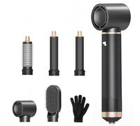 AVENHO Brosse Soufflante 5 en 1, Lisseur Boucleur Multifonction, Séchage, Lissage, Volume et Coiffage, Léger et Compact pour Voyage - Charcoal