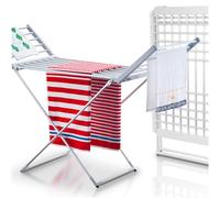 avenido Sèche-linge électrique, sèche-linge avec 18 barres chauffantes, séchoir chauffant 220W, 148 x 52,5 x 90 cm, réduit le temps de séchage, IP22, argent-blanc