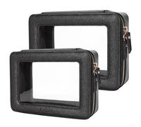 Aveniee Petite trousse de maquillage transparente, mini trousse de toilette de voyage, trousse de maquillage transparente approuvée par la TSA avec fermeture éclair, essentiels de voiture pour homme