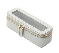 Aveniee Trousse de maquillage transparente, trousse de toilette fine avec porte-pinceaux, petite trousse de toilette de voyage pour femme, trousse de maquillage fine avec fermeture éclair, jolie