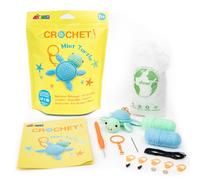 Avenir Kit de crochet pour débutant - Breloque de sac en forme de tortue menthe | Kit de crochet pour débutants avec tutoriels vidéo, fil pré-démarré et fournitures complètes | Cadeaux mignons en