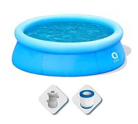Avenli Piscine Hors-Sol Ronde avec Anneau Gonflable, autoportant, 420 x 84 cm, Bleu Clair, avec Pompe Filtre Incluse