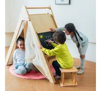 Avenlur Hideaway Montessori Chêne Pliable Triangle Escalade 5 en 1 Maison de jeux pour enfants Tente d'apprentissage Bureau Tabouret de Chaise Chevalet Art Ardoise Escalade