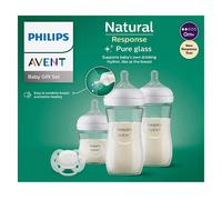 Philips Avent Natural Response Cristal Pack: 1 Cristal Baby Bottle 120ml + 2 Cristal Baby Bottles 240ml + 1 Ultra Soft Pacifier Clair 0-6 Months