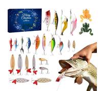 Avent de pêche 2025 | calendrier du compte à rebours de Noël ensemble de leurres | équipement portable pour truite perche d'eau salée hommes adultes pêche quai rive plage