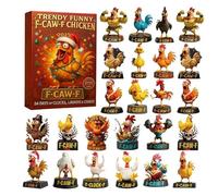 Avent du poulet 2025 - Pendentifs pendants au poulet acrylique 2D | Calendrier du compte à rebours de Noël, poulets F-CAW-F amusants et à la | 24 jours de blagues, de rire et de chaos | Déco