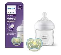 AVENT Natural Response - Coffret découverte pour bébé : biberon Natural Response 125 ml avec tétine T2 (0 mois et plus), sucette ultra air, modèle SCD837/10