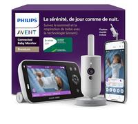AVENT Philips Babyphone caméra Premium avec appli - caméra HD 1080 px, Suivi IA Sommeil et Respiration, interprétation des Pleurs, certifié Dekra cybersécurité maximale, Fixation Murale, SCD974/26