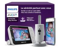 AVENT Philips babyphone Video connecté avec Wi-FI, caméra HD de Haute qualité, Vision Nocturne Infrarouge, détection des Pleurs, Audio bidirectionnel, 12 Heures d'autonomie en Mode éco, SCD951/26