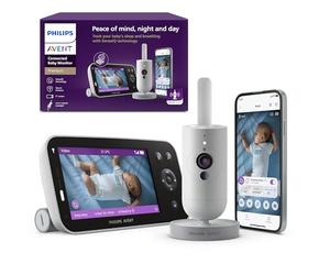 AVENT Philips Babyphone vidéo connecté HD, Moniteur Le Plus avancé à ce Jour, Suivi IA du Sommeil et de la Respiration, Application, Affichage Jour et Nuit Ultra-Clair, SCD973/26