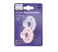 Avent Soothie Lot de 2 tétines, pour bébé de 3 à 18 mois, violet/rose pastel, design monobloc, sans BPA, extra durables