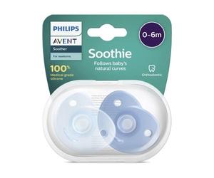 Avent Soothies Sucette en silicone 0-6 mois Bleu 2 pièces