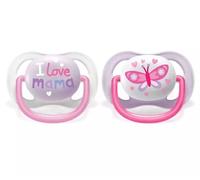 AVENT Sucette Ultra Air Happy I Love mama, 0-6m - Papillon, lilas