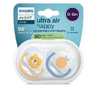 Avent Lot de 2 sucettes Ultra Air 0/6m Orthodontiques - Motifs Aléatoires