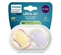 Avent Sucette Ultra Air jour 0-6M Mix Uni Fun sans BPA x2
