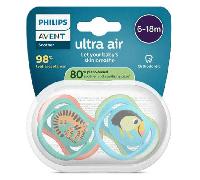 Avent Ultra-Air Lot de 2 Sucettes orthodontiques 6-18 Mois - Motif animaux aléatoires