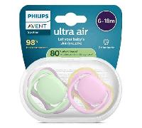 Avent Sucette Ultra Air jour 6-18M Mix Uni Fun sans BPA x2
