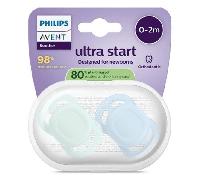 Philips AVENT Sucettes Ultra Start SCF075/12 – Orthodontiques silicone, sans BPA, étui, lot 2
