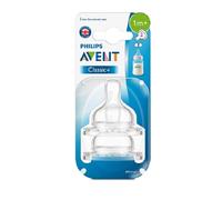 Avent Tétine Classique Flux Lent 1M+ 2 Tétines