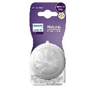 Philips Avent Lot de 2 tétines pour biberon à Réponse Naturelle 0% BPA, Débit 3 pour Bébé de 1 mois + (modèle SCY963/02)