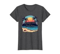 Aventure au Coucher du Soleil sur Une Plage Tropicale paradisiaque T-Shirt, Femme, Chiné Foncé, 3XL
