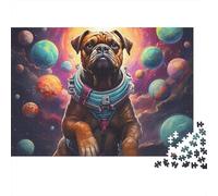 Aventure Chien Espace 1000 PC Carton DIY Style Cartoon Cosmique Puzzle, Jeu Famille Amusant, Couleurs Vives, Soulagement Stress & Décor Mural Maison 38x26cm/1000pcs