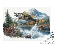 Aventure de pêche Puzzles 1000 Pièces Papier recyclé pour Adultes Puzzle pour Adultes Jeu éducatif avec défi Excellente idée Cadeau pour la Relaxation 38x26cm/1000pcs
