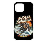 Aventure de Ski Rétro avec Ours en Descente Coque pour iPhone 16 Pro Max