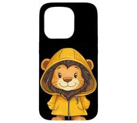 Aventure des jours de pluie avec ce lion amusant en imperméable Coque pour iPhone 15 Pro