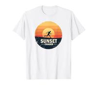 Aventure en Plein air rétro Vintage avec Sunset Chaser Runner T-Shirt, Homme, Blanc, XL