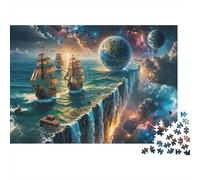 Aventure Maritime Fantastique Difficile Puzzle 1000 pièces Soirée Jeu Familial Navires Océan Falaise Terre Espace Premium Épais Robuste Haute Qualité Vibrant Relaxation Antistress 38x26cm/1000pcs