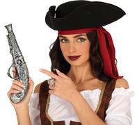 Aventure Pirate Pistolet Carnaval Accessoire Costume Fantaisie Argent 30 cm, Couleur : Argent