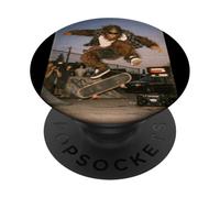 Aventure Rétro avec Un Personnage Furry en Skate PopSockets PopGrip Adhésif