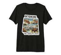 Aventure Vintage de Voyage dans l'État de Wyoming T-Shirt Haut de Gamme