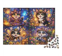 Aventures de Chats Puzzle 1000 Pièces Adultes Et Enfants,Dès 14 Ans, Anti-Stress Chatons Fantastiques,Défi,Déco Murale,Premium,Carton,Jeu Éducatif,Détente,Casse-tête 52x38cm/1000pcs