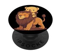 Aventures d'ours en peluche et de lion pour les fans de safari PopSockets PopGrip Adhésif