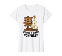 Aventures fantômes effrayantes et légèrement Confuses Humour d'halloween T-Shirt Graphique avec Valeur, Femme, Blanc, M