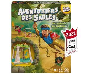 AVENTURIERS DES SABLES - Jeu De Société Et D'Action Sensoriel Avec Du Sable Magique Kinetic Sand - Affronte Les Sables Mouvants & Soit Le Dernier Explorateur Encore Debout Pour Gagner - Jeu 4 Ans +