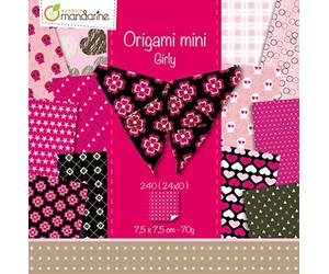 Avenue Mandarine 42689O - Une pochette Origami Mini 240 feuilles 7,5x7,5 cm 70g (24 motifs x 10 feuilles), Girly