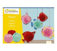 Avenue Mandarine - Boite Créative Pompons comprenant 5 poissons 3D et 3 pelotes de laine, Animaux à Monter Pompons en Carton Pour Enfant (notice incluse) - KC097C