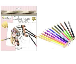Avenue Mandarine GY068C - Un carnet à spirale Wild 28 pages + CC032O - Un tube de 12 crayons double pointes
