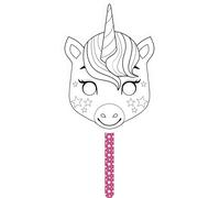 Avenue Mandarine GY092C - Un masque Graffy Stick à customiser avec manche en carton imprimé 22x39,5 cm, Licorne