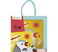 Avenue Mandarine KC027O - Une boite Pix Gallery comprenant 1 tableau point de croix 14x14 cm, fils et aiguille, Oiseau