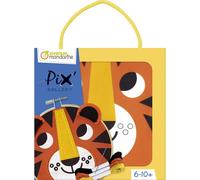 Avenue Mandarine KC119C - Kit créatif Pix Gallery, petit tambourin 13x13cm à broder et à coudre, idéal à partir de 6 ans, Tiger, 1 kit