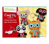 Avenue Mandarine KC146C - Boîte créative, Mini Couz'IN Super Héros - Kit d'Activités Manuelles - Contient des Eléments de Feutrine - Fils - Aiguille en Plastique - Ouate de Rembourrage - Porte Clés