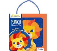 Avenue Mandarine Kit point de croix enfant KC163C - punch needle 18x18 cm - Dès 6 ans - Lion